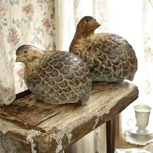 Set of Vintage Mid Century MCM Japanese Hand Painted‎ Ceramic Quails